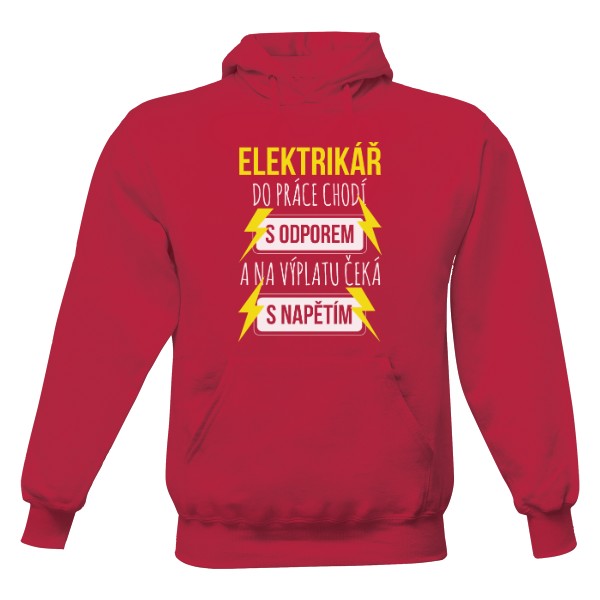 Pánská mikina s kapucí Just Hoods s potiskem Elektrikář odpor a napětí