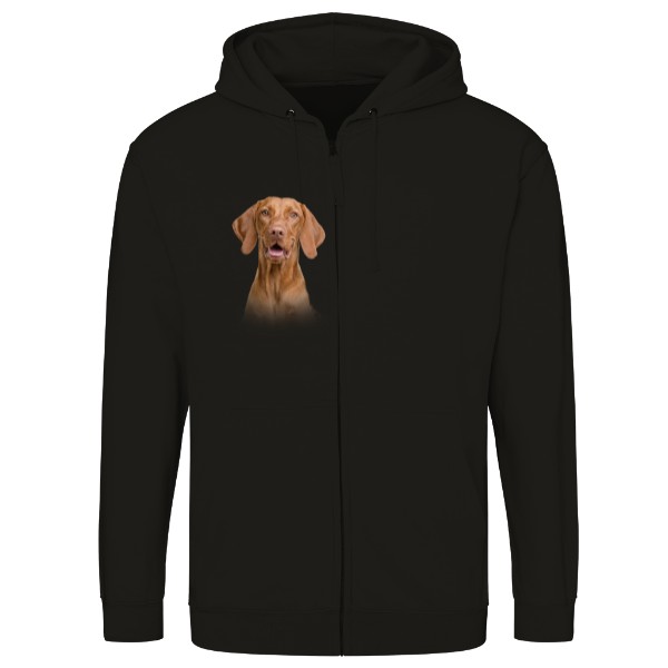 Mikina na zip unisex s potiskem Maďarský ohař