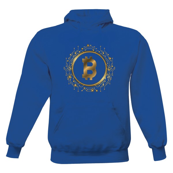 Pánská mikina s kapucí Just Hoods s potiskem Mikina motiv zlatý btc