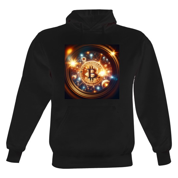 Pánská mikina s kapucí Just Hoods s potiskem Zářící BTC Galaxie: Váš Digitální Statement