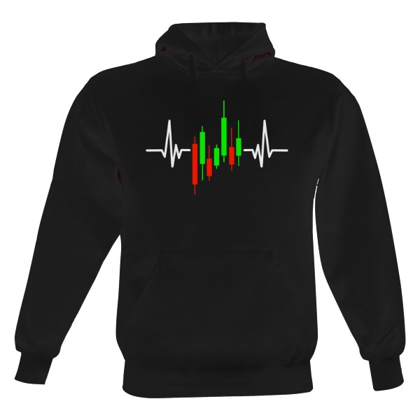 Pánská mikina s kapucí Just Hoods s potiskem Trading EKG - bílé